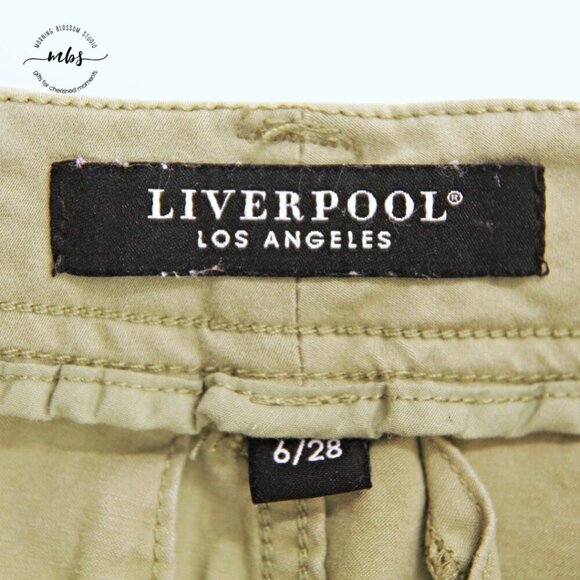 Liverpool Buddy Mid Rise Trouser Cotton Blend Shorts Green Women 6/28 - Picture 8 of 9